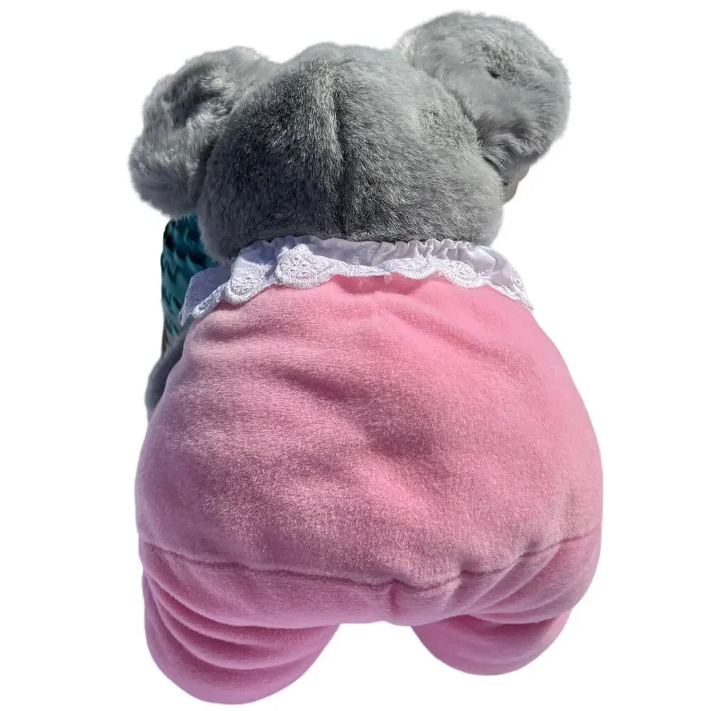 Joy Toy Charming Gray Mouse Pink Valentine Heart Plush Stuffed Animal 1992 VTG